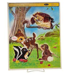 Vintage Whitman Bambi Frame-Tray Puzzle 1975 Disney Woodland Animals 12 Pieces 1